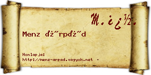 Menz Árpád névjegykártya